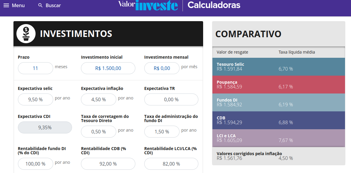 Simulação de Investimento