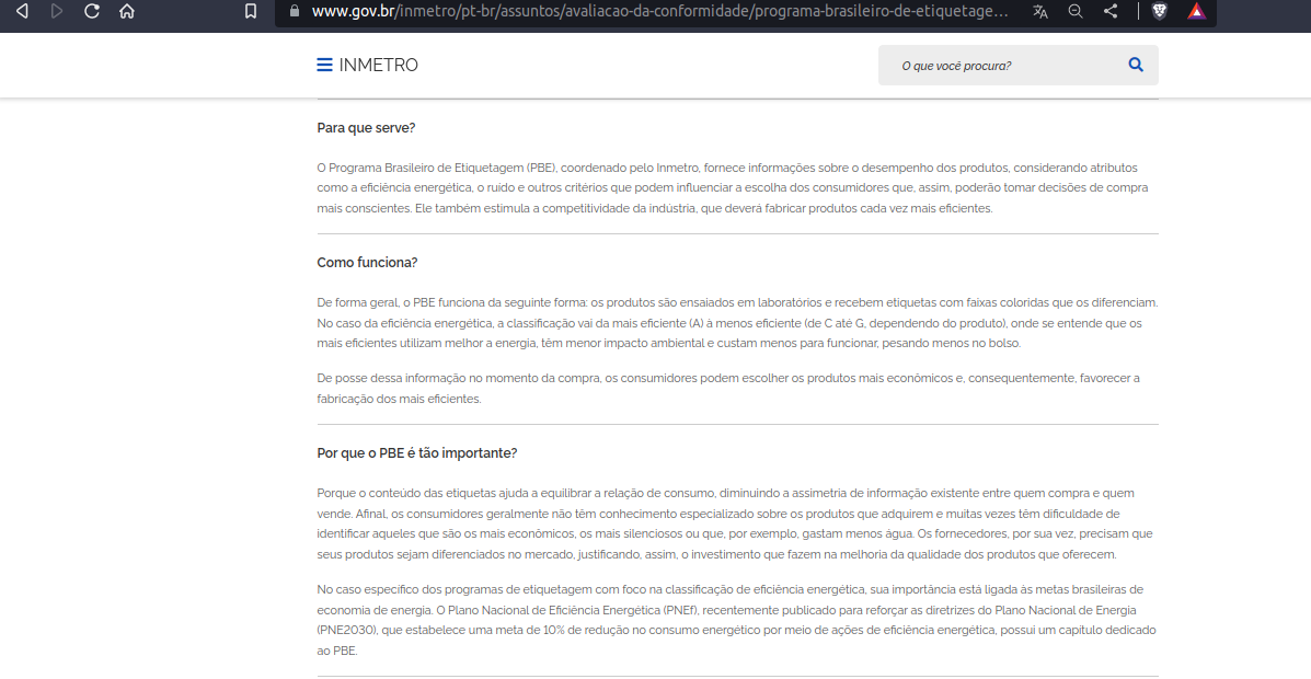 Programa Brasileiro de Etiquetagem (PBE)
